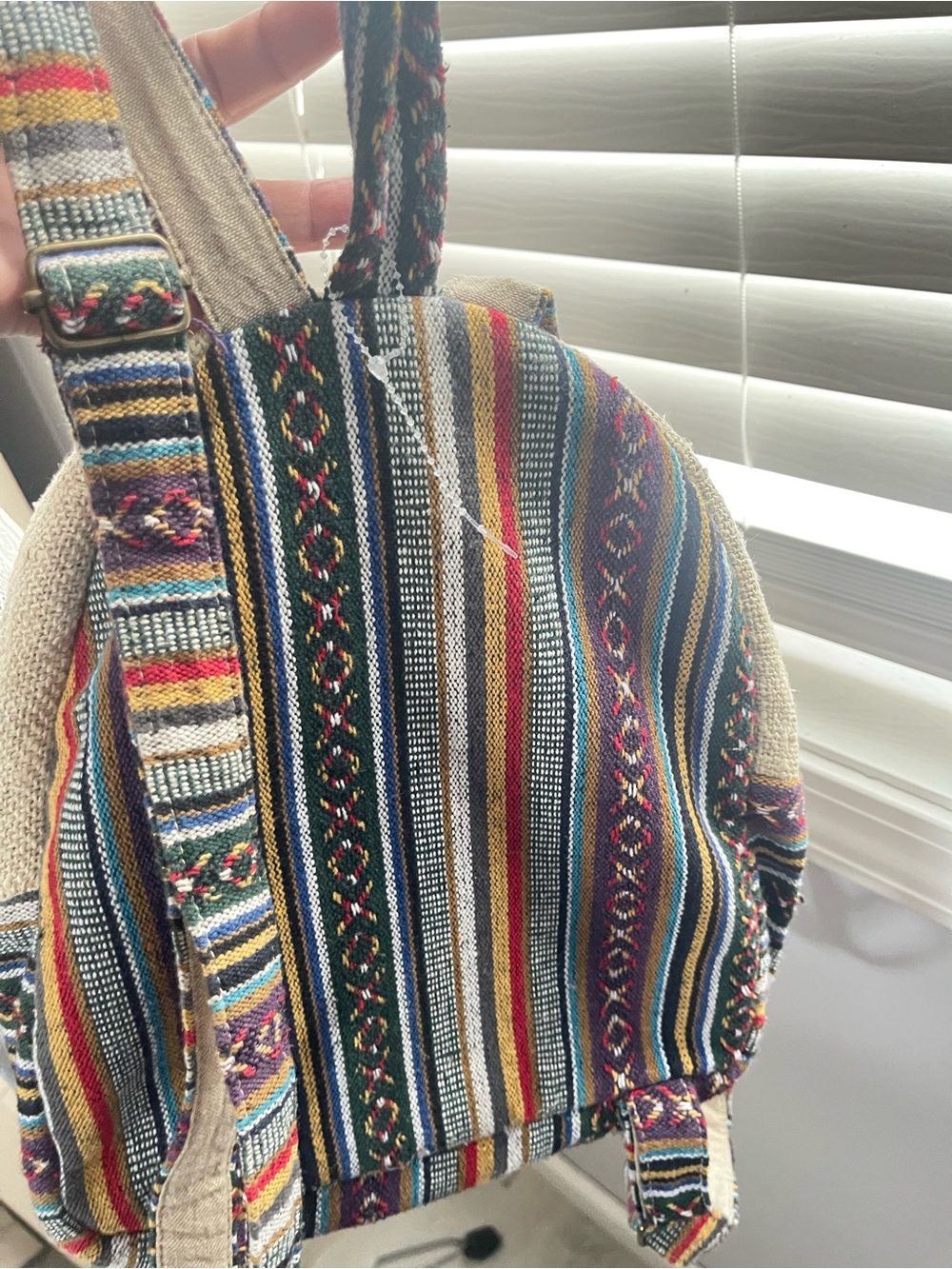 Natural Multi-Color Woven Backpack - Picture 6 of 12